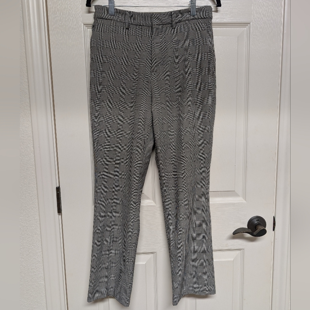 UNIQLO Smart Ankle Pants 2-Way Stretch Glen Check Womens Medium Career Office